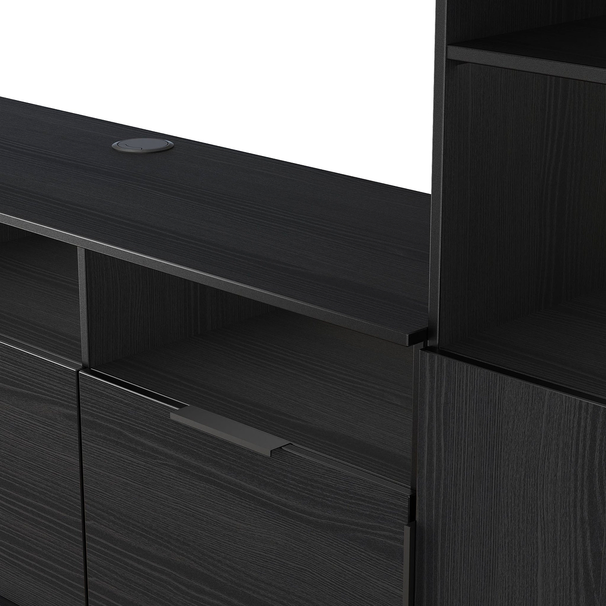 Ashbourne Multi Media Wall Unit Black Ash from Roseland Furniture