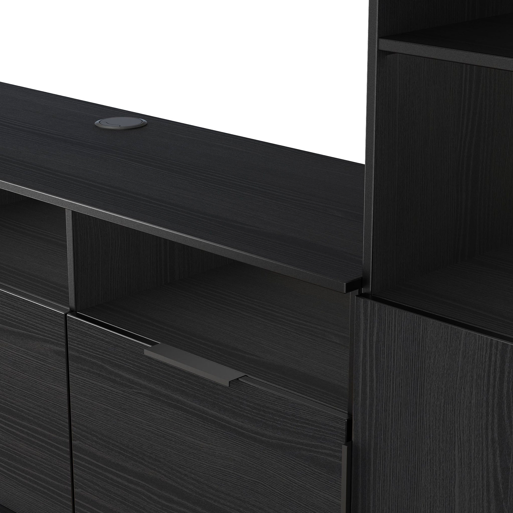 Ashbourne Multi Media Wall Unit Black Ash from Roseland Furniture