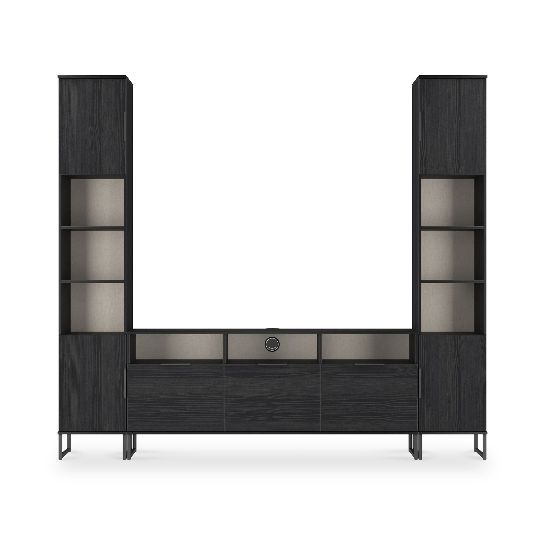 Ashbourne Multi Media Wall Unit Black Ash from Roseland Furniture