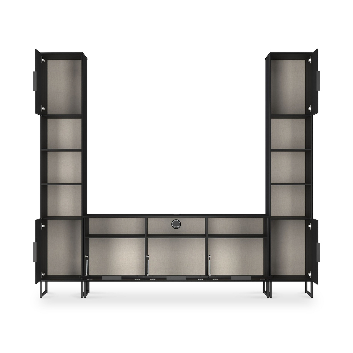 Ashbourne Multi Media Wall Unit Black Ash from Roseland Furniture