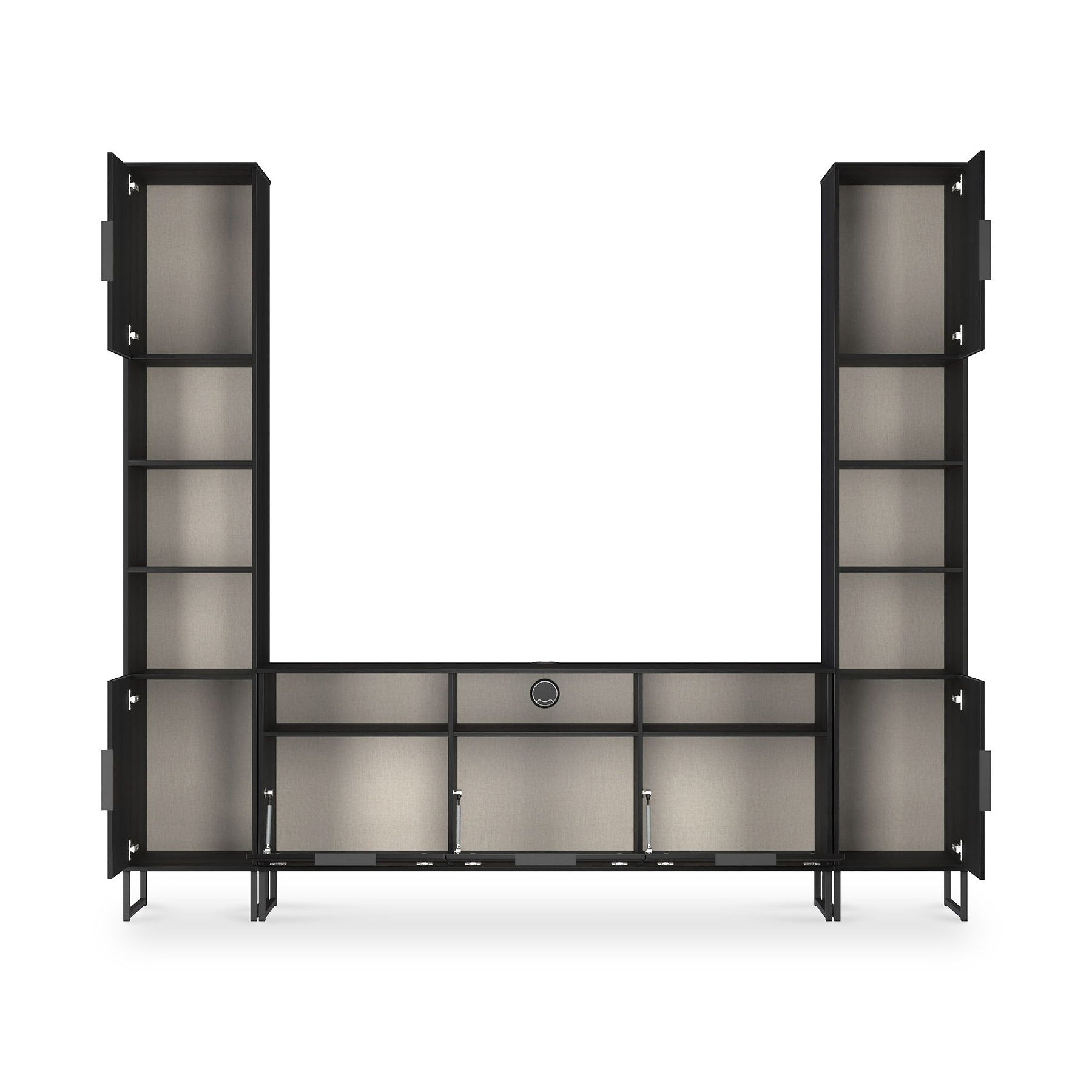 Ashbourne Multi Media Wall Unit Black Ash from Roseland Furniture