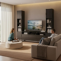 Ashbourne Multi Media Wall Unit Black Ash from Roseland Furniture