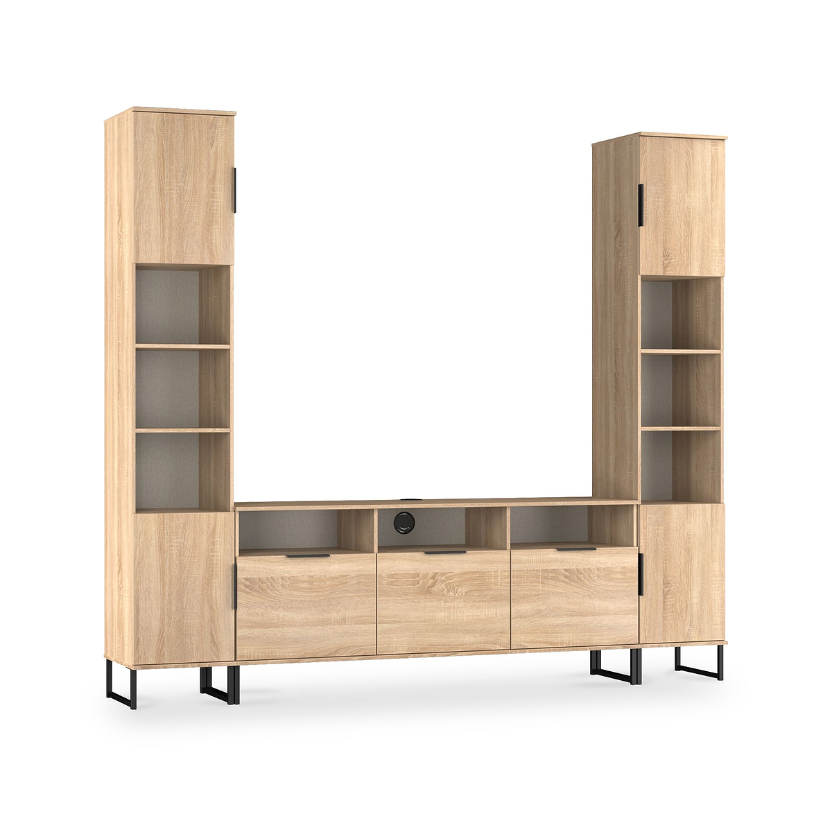 Ashbourne Multi Media Wall Unit Oak from Roseland Furniture