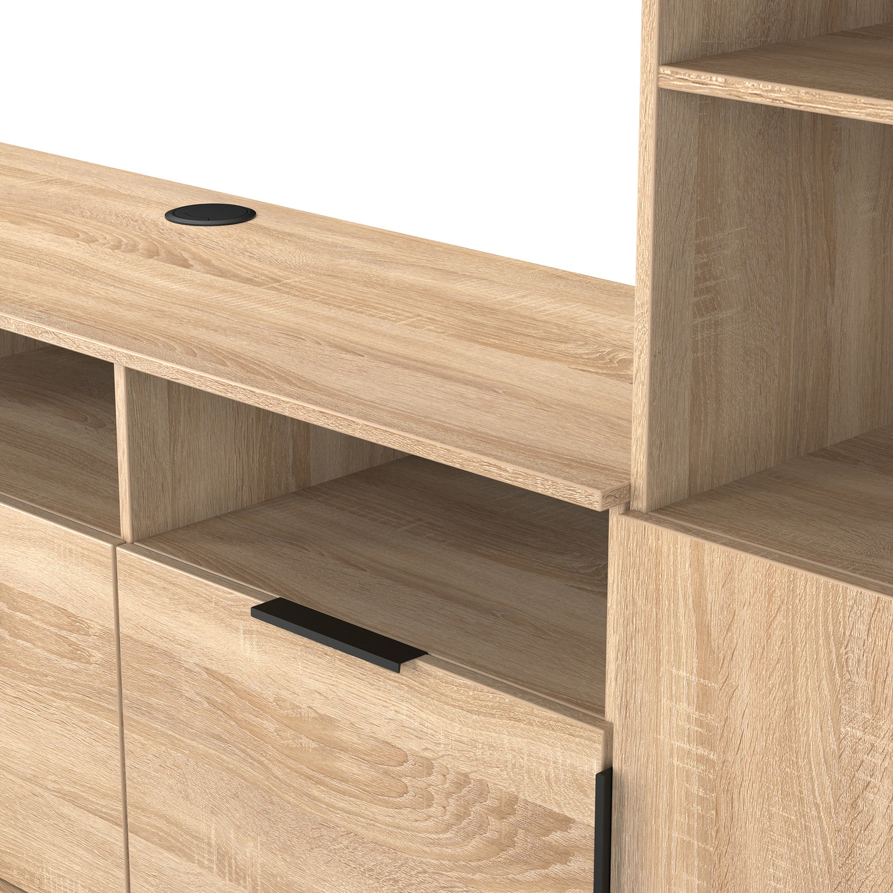 Ashbourne Multi Media Wall Unit Oak from Roseland Furniture