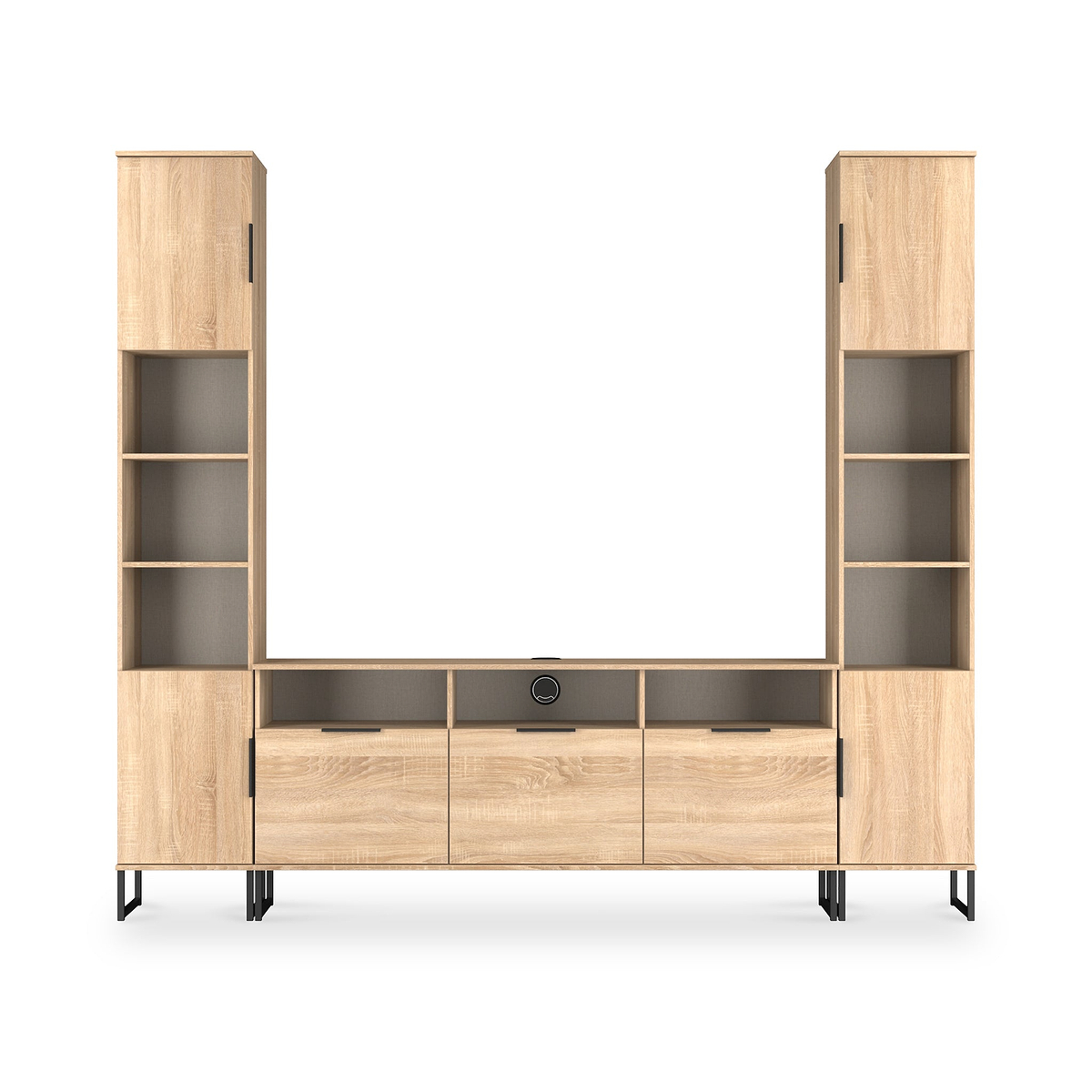 Ashbourne Multi Media Wall Unit Oak from Roseland Furniture