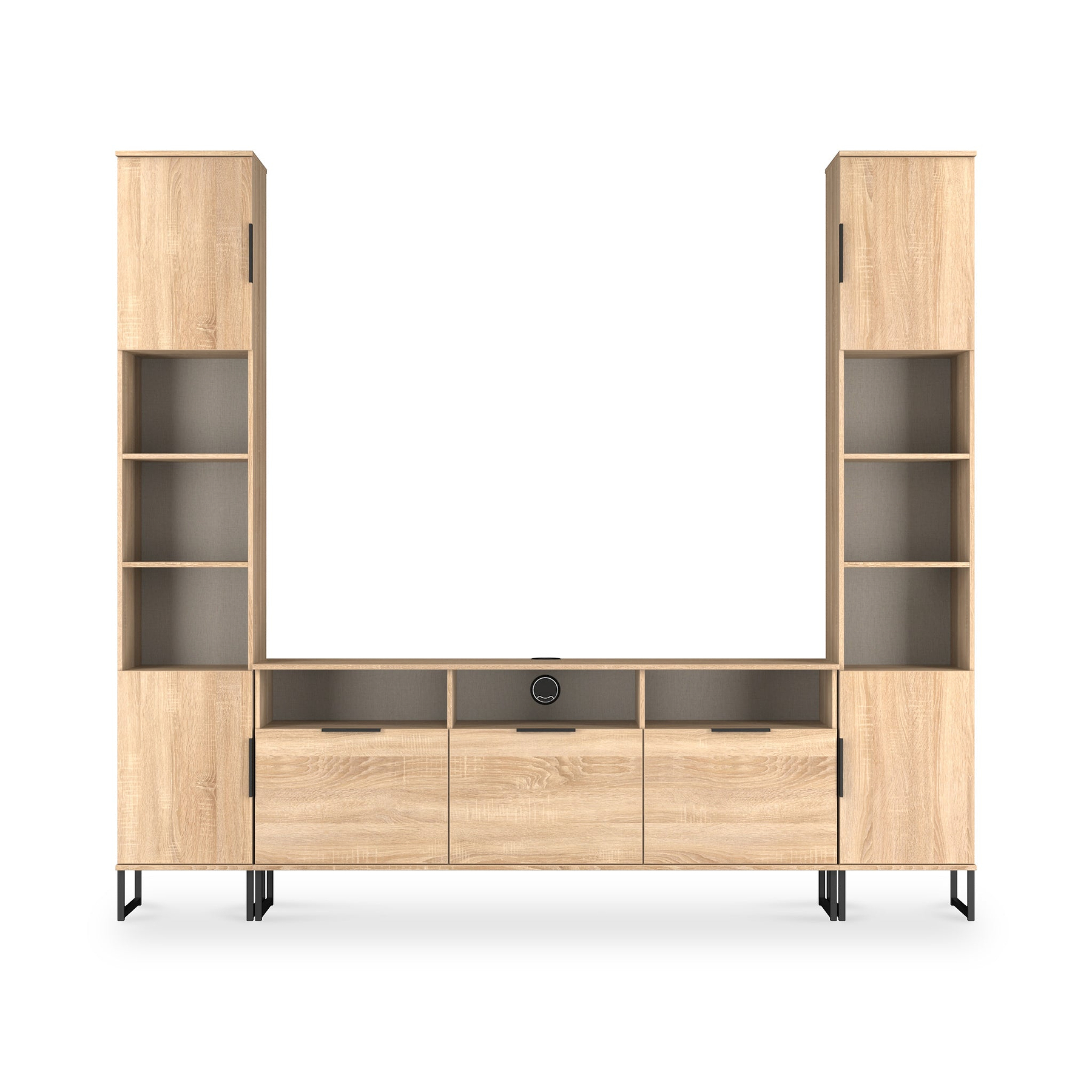 Ashbourne Multi Media Wall Unit Oak from Roseland Furniture