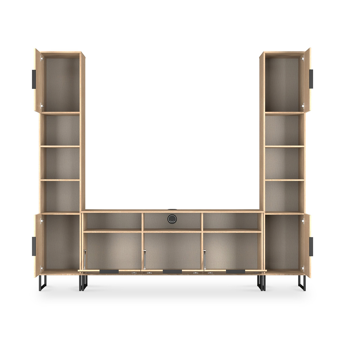 Ashbourne Multi Media Wall Unit Oak from Roseland Furniture