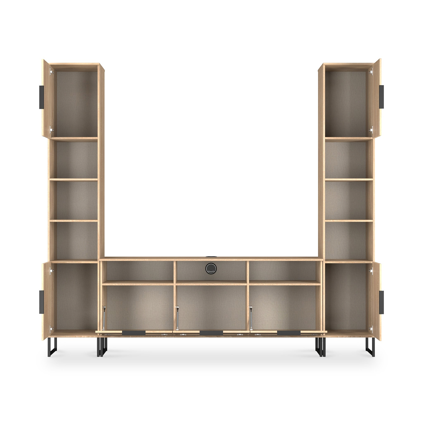 Ashbourne Multi Media Wall Unit Oak from Roseland Furniture