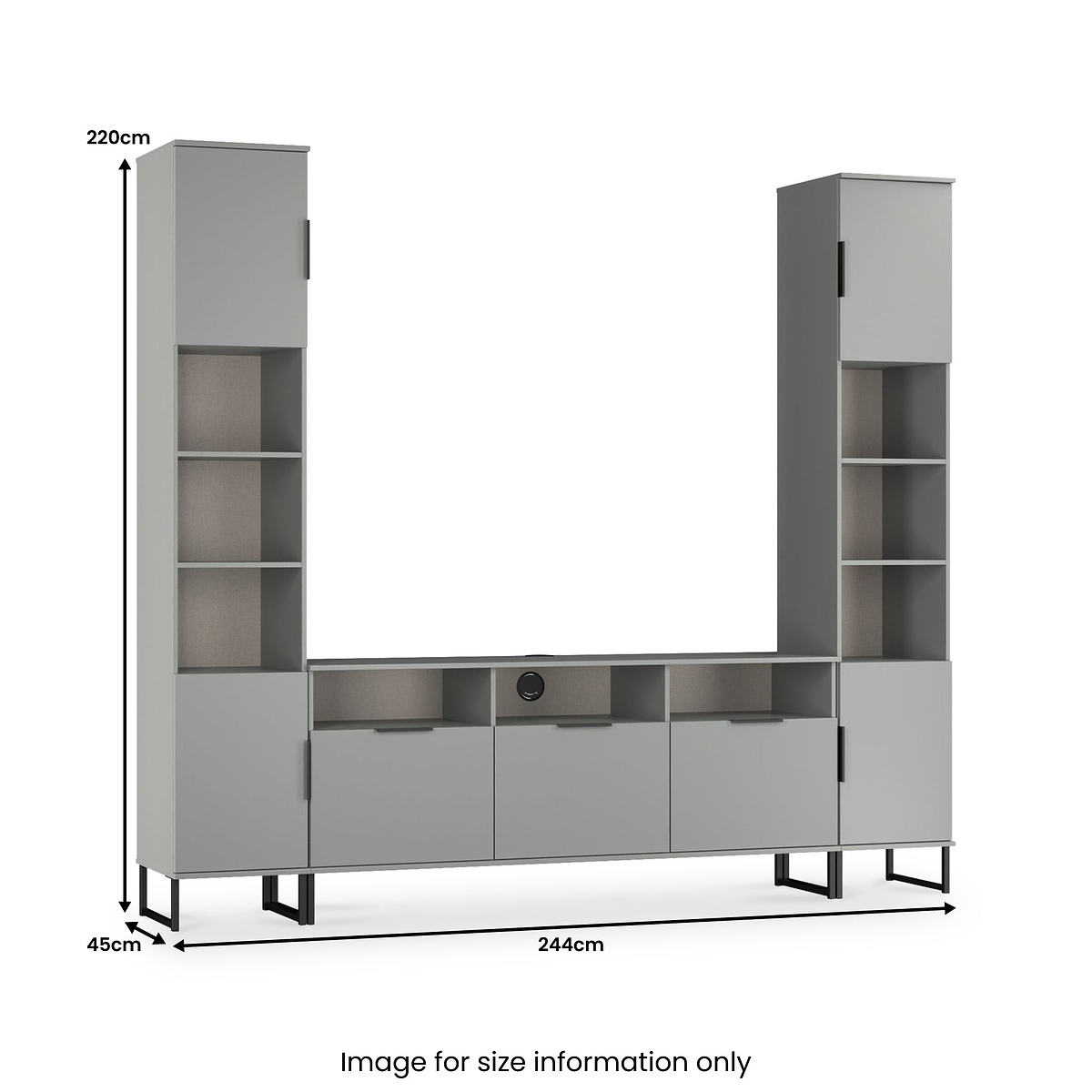 Ashbourne Multi Media Wall Unit Dusk Grey from Roseland Furniture