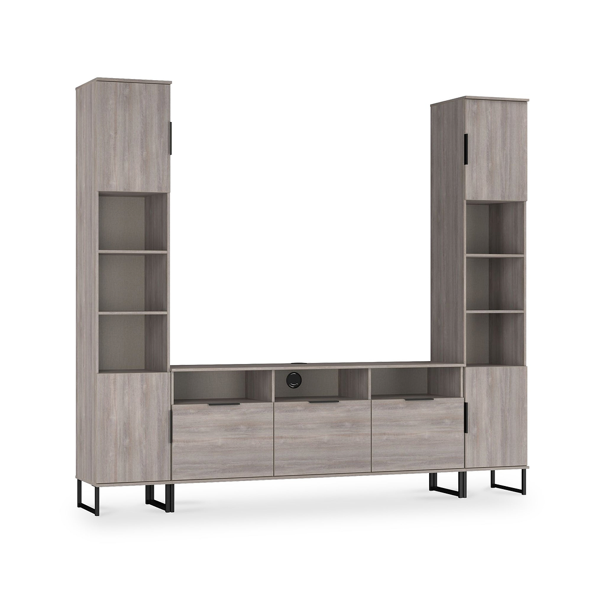 Ashbourne Multi Media Wall Unit Grey Oak from Roseland Furniture