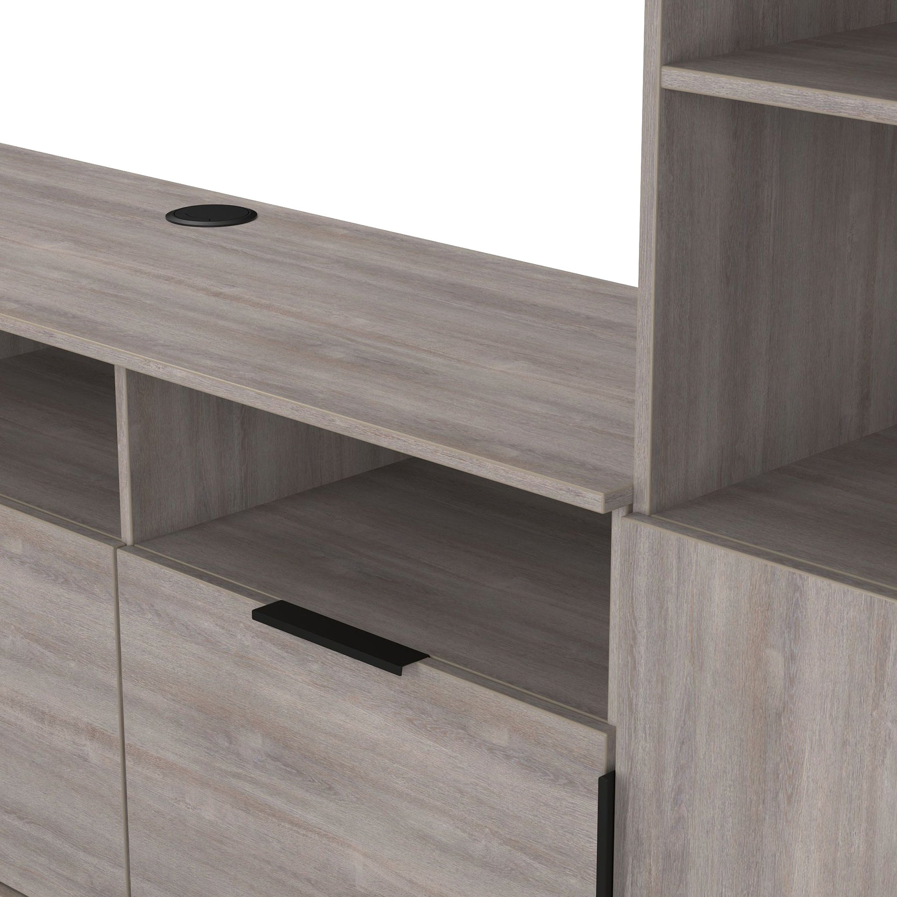 Ashbourne Multi Media Wall Unit Grey Oak from Roseland Furniture