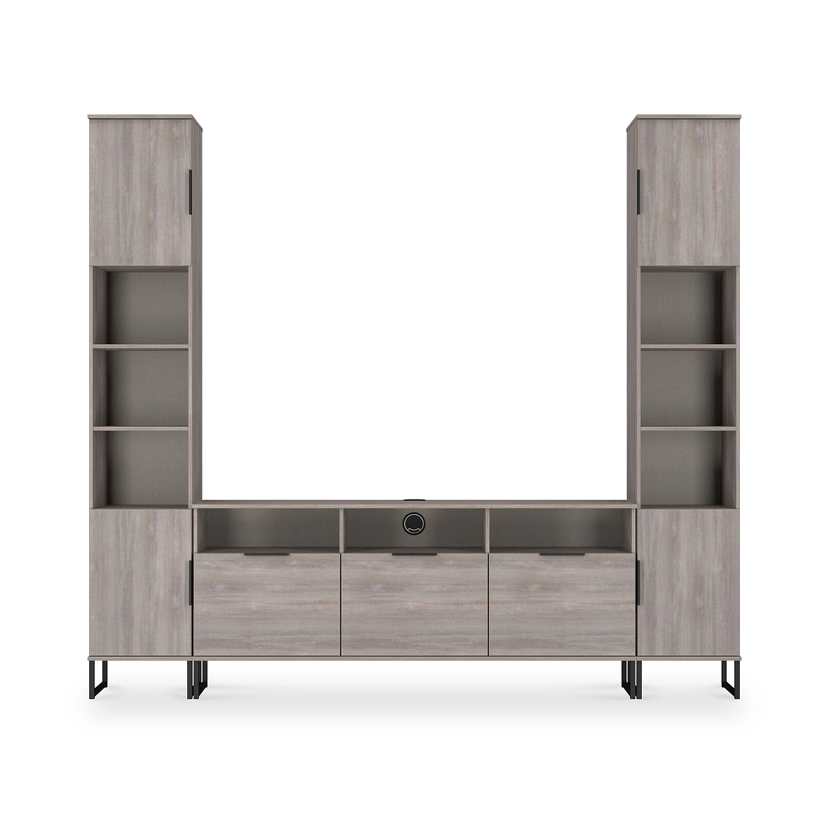 Ashbourne Multi Media Wall Unit Grey Oak from Roseland Furniture