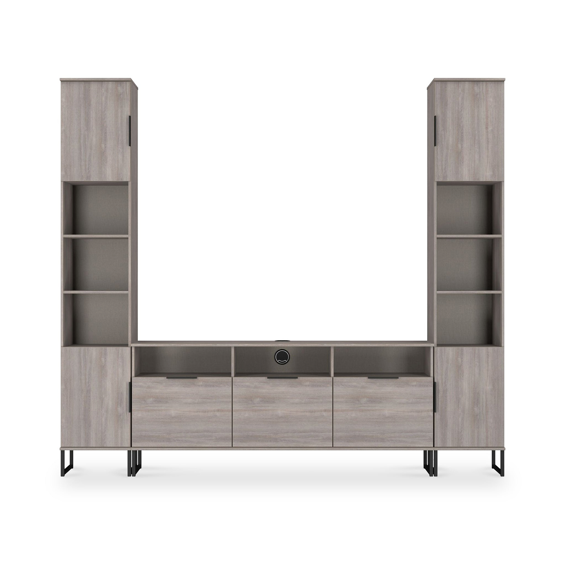 Ashbourne Multi Media Wall Unit Grey Oak from Roseland Furniture