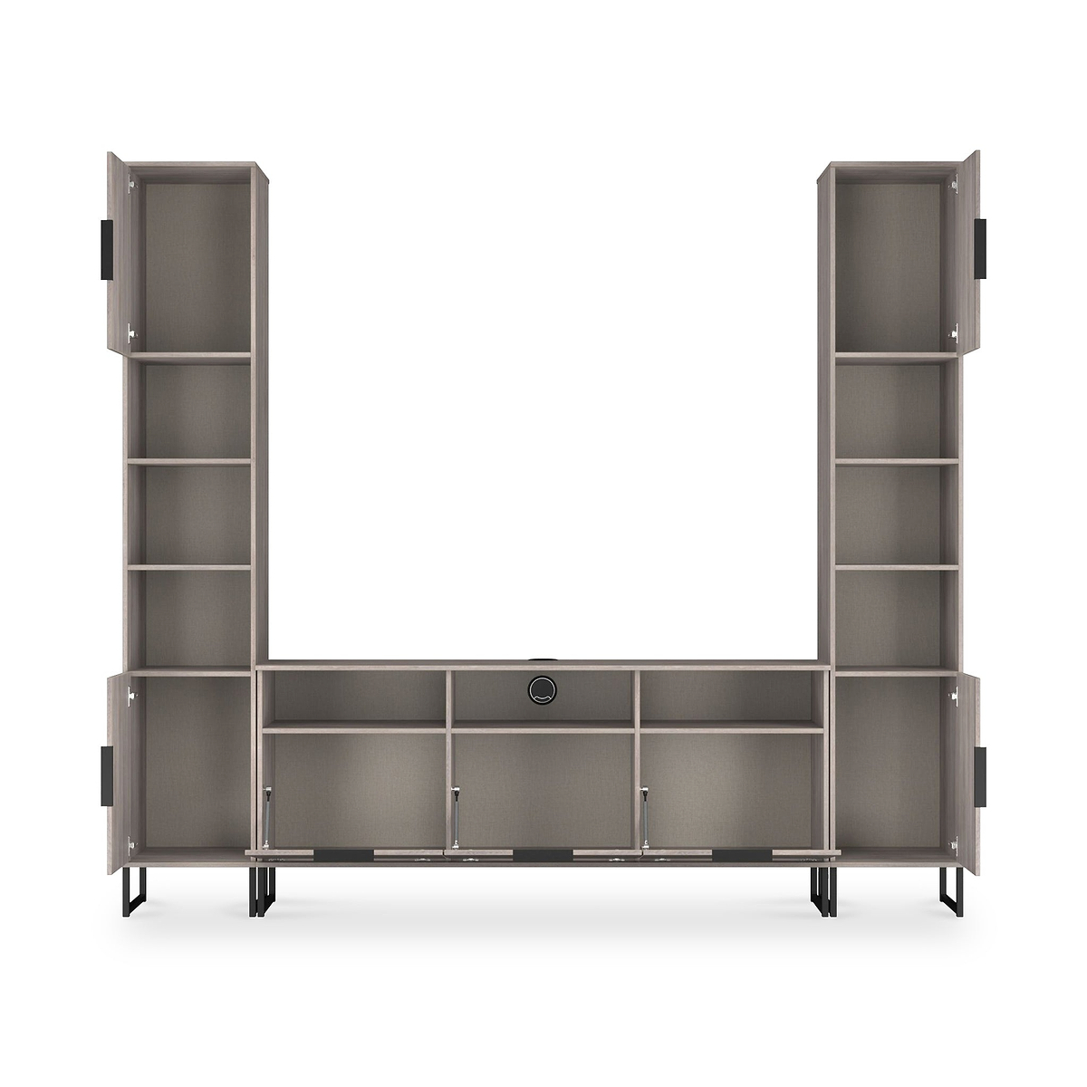 Ashbourne Multi Media Wall Unit Grey Oak from Roseland Furniture