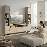 Ashbourne Multi Media Wall Unit Grey Oak from Roseland Furniture