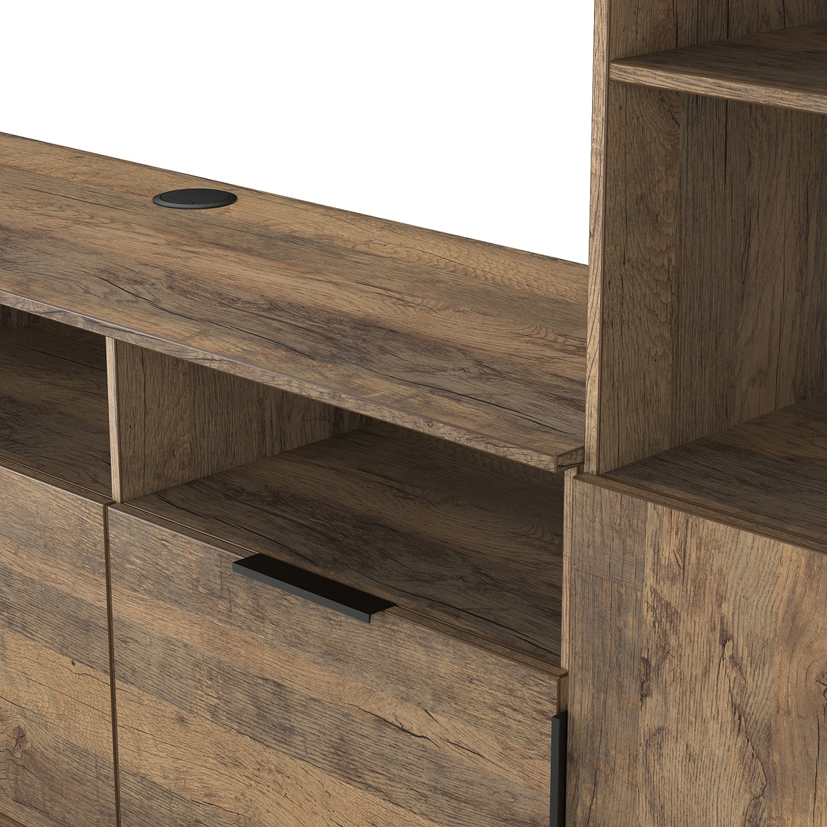 Ashbourne Multi Media Wall Unit Vintage Oak from Roseland Furniture