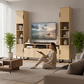 Ashbourne Multi Media Wall Unit Yellow Matt from Roseland Furniture