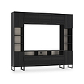 Ashbourne Multi Media Wall Unit with Overhead Storage Black Ash from Roseland Furniture