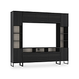 Ashbourne Multi Media Wall Unit with Overhead Storage Black Ash from Roseland Furniture