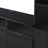 Ashbourne Multi Media Wall Unit with Overhead Storage Black Ash from Roseland Furniture