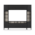 Ashbourne Multi Media Wall Unit with Overhead Storage Black Ash from Roseland Furniture