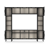 Ashbourne Multi Media Wall Unit with Overhead Storage Black Ash from Roseland Furniture