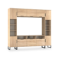 Ashbourne Multi Media Wall Unit with Overhead Storage Oak from Roseland Furniture