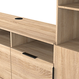 Ashbourne Multi Media Wall Unit with Overhead Storage Oak from Roseland Furniture