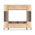 Ashbourne Multi Media Wall Unit with Overhead Storage Oak from Roseland Furniture
