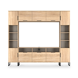 Ashbourne Multi Media Wall Unit with Overhead Storage Oak from Roseland Furniture