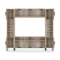 Ashbourne Multi Media Wall Unit with Overhead Storage Oak from Roseland Furniture