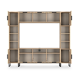 Ashbourne Multi Media Wall Unit with Overhead Storage Oak from Roseland Furniture
