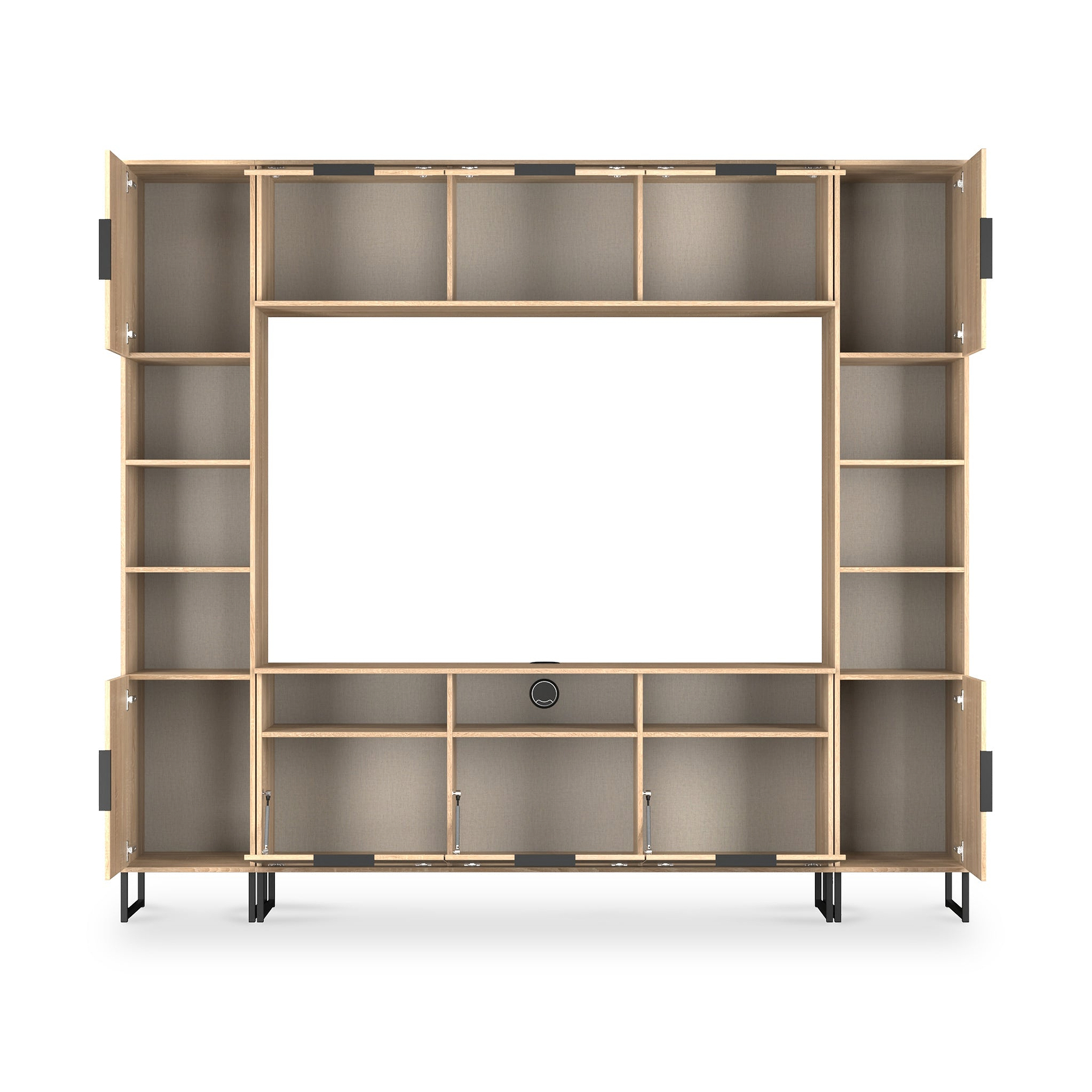 Ashbourne Multi Media Wall Unit with Overhead Storage Oak from Roseland Furniture