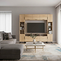 Ashbourne Multi Media Wall Unit with Overhead Storage Oak from Roseland Furniture