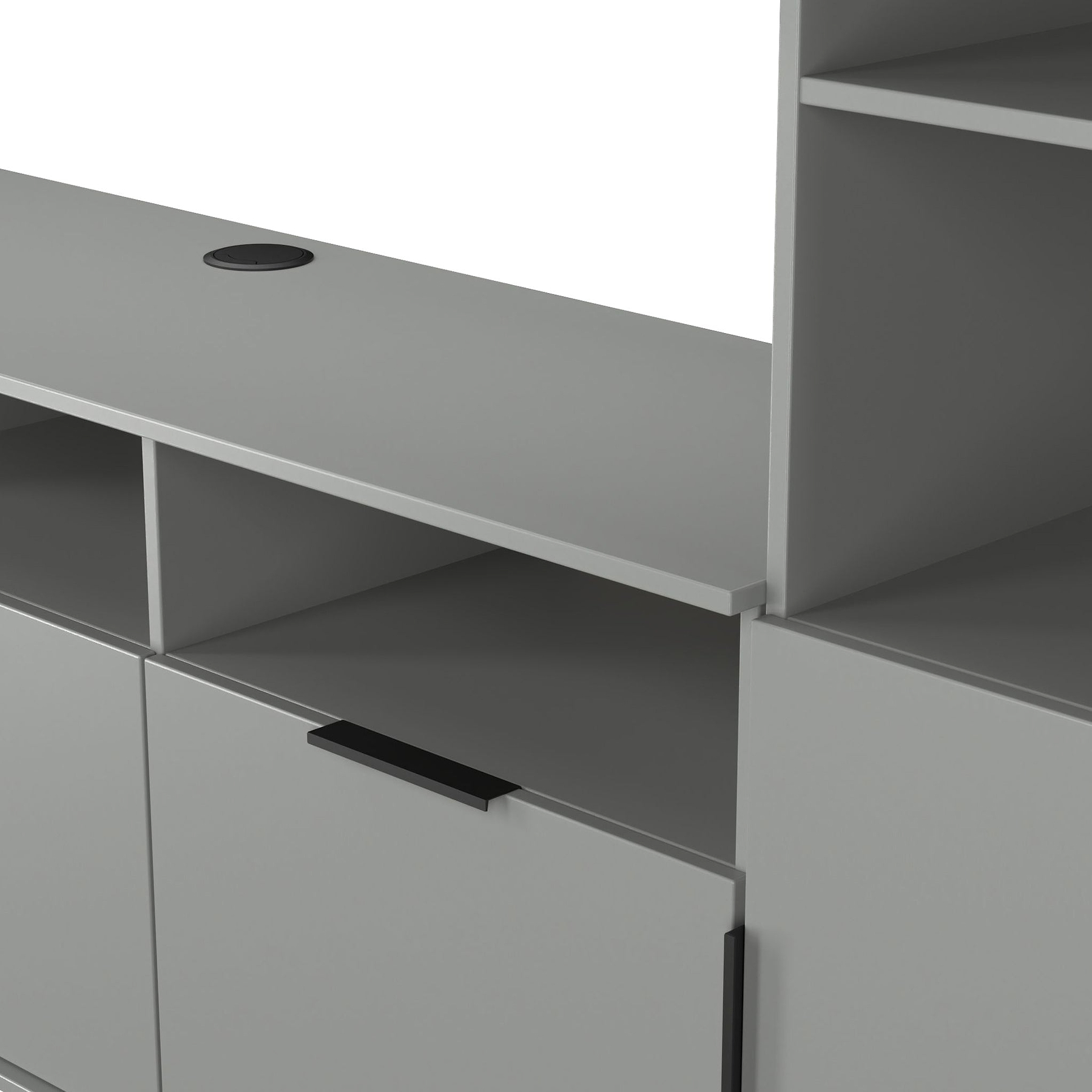 Ashbourne Multi Media Wall Unit with Overhead Storage Dusk Grey from Roseland Furniture