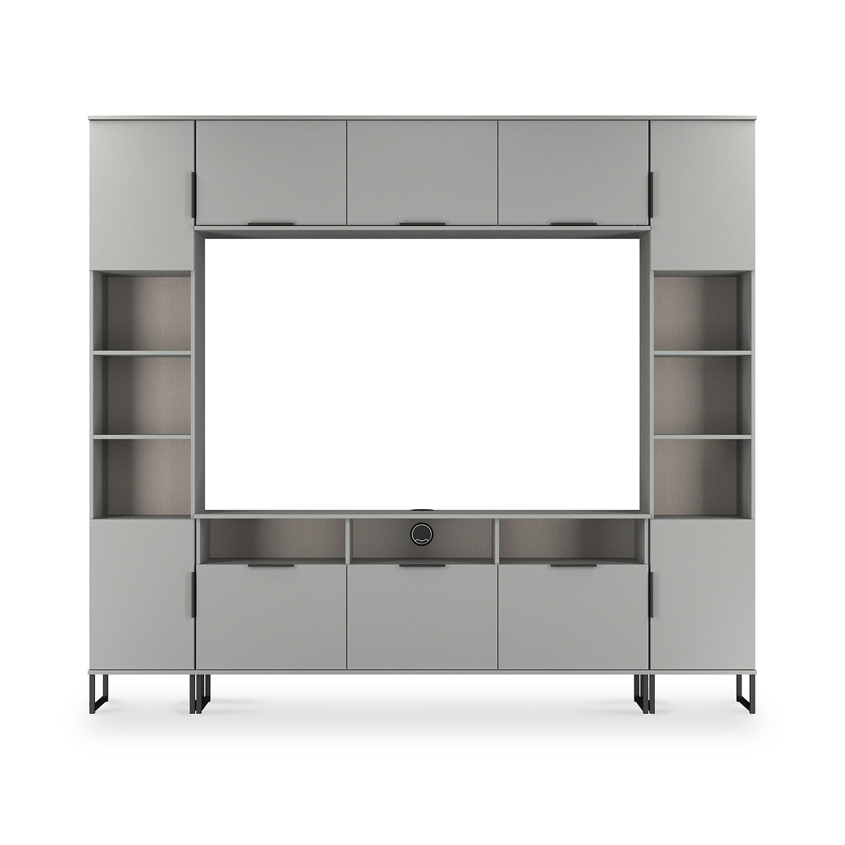 Ashbourne Multi Media Wall Unit with Overhead Storage Dusk Grey from Roseland Furniture