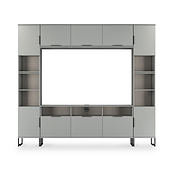 Ashbourne Multi Media Wall Unit with Overhead Storage Dusk Grey from Roseland Furniture