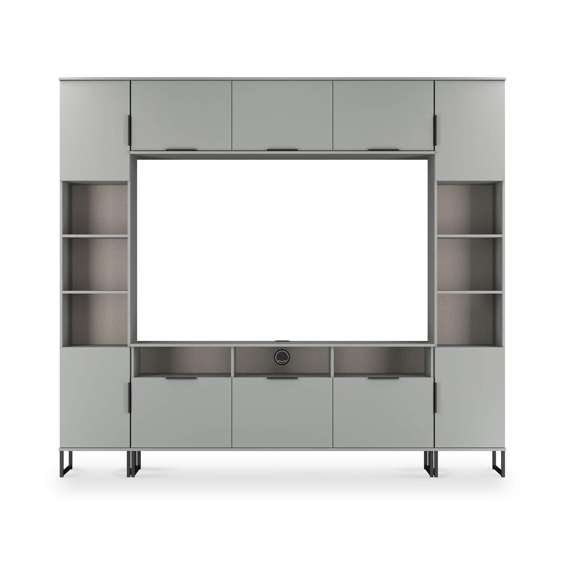 Ashbourne Multi Media Wall Unit with Overhead Storage Dusk Grey from Roseland Furniture