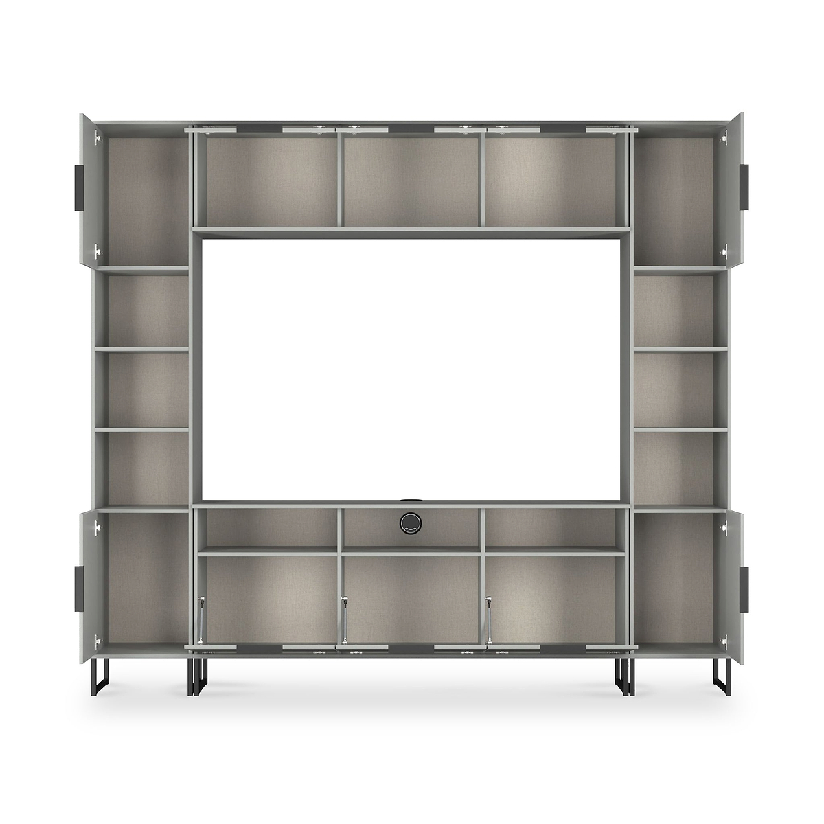 Ashbourne Multi Media Wall Unit with Overhead Storage Dusk Grey from Roseland Furniture