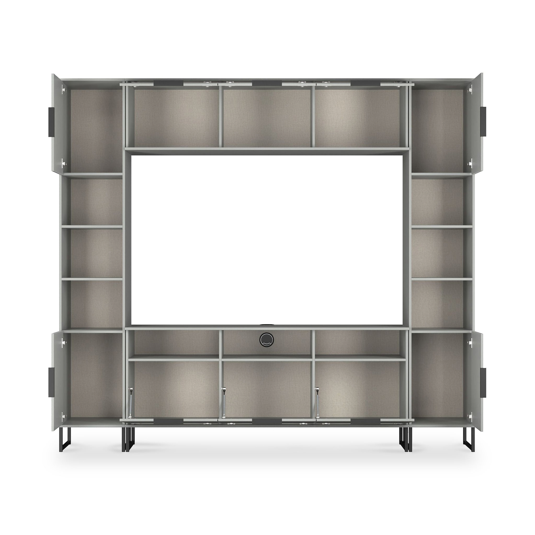 Ashbourne Multi Media Wall Unit with Overhead Storage Dusk Grey from Roseland Furniture