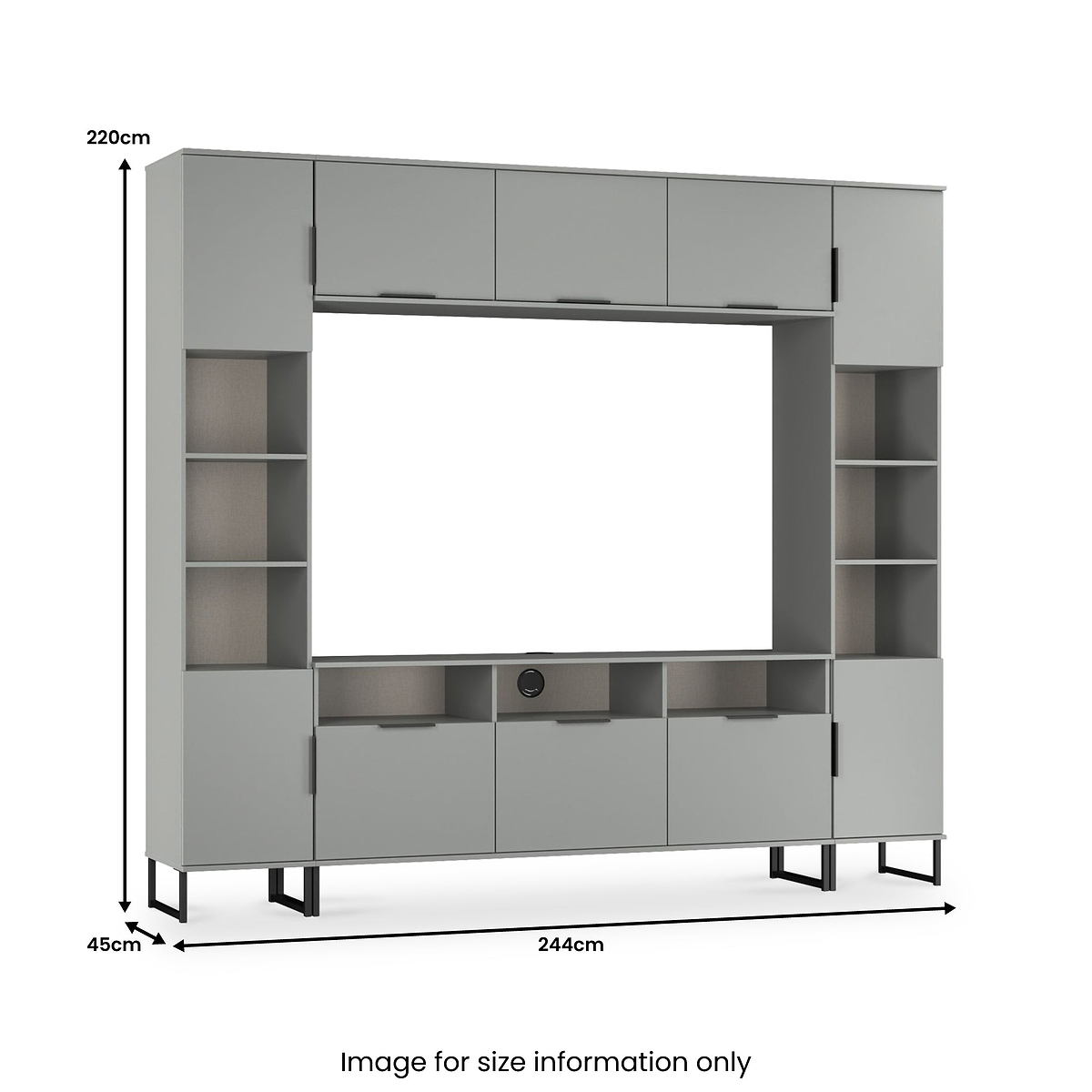 Ashbourne Multi Media Wall Unit with Overhead Storage Dusk Grey from Roseland Furniture