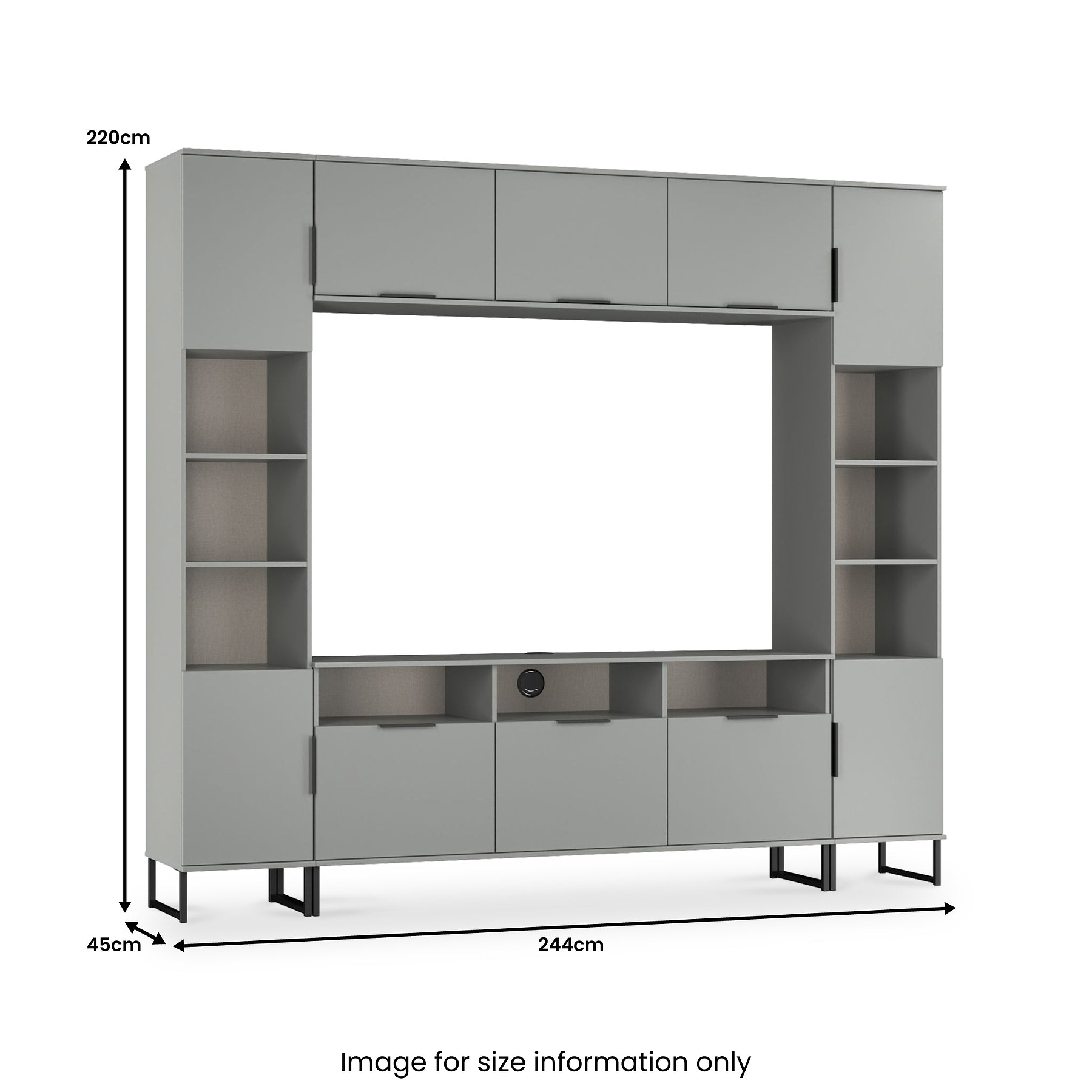 Ashbourne Multi Media Wall Unit with Overhead Storage Dusk Grey from Roseland Furniture