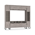 Ashbourne Multi Media Wall Unit with Overhead Storage Grey Oak from Roseland Furniture