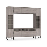 Ashbourne Multi Media Wall Unit with Overhead Storage Grey Oak from Roseland Furniture