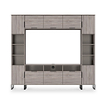 Ashbourne Multi Media Wall Unit with Overhead Storage Grey Oak from Roseland Furniture