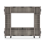 Ashbourne Multi Media Wall Unit with Overhead Storage Grey Oak from Roseland Furniture