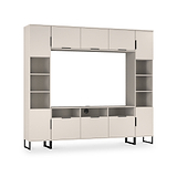 Ashbourne Multi Media Wall Unit with Overhead Storage Cashmere Matt from Roseland Furniture
