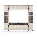 Ashbourne Multi Media Wall Unit with Overhead Storage Cashmere Matt from Roseland Furniture