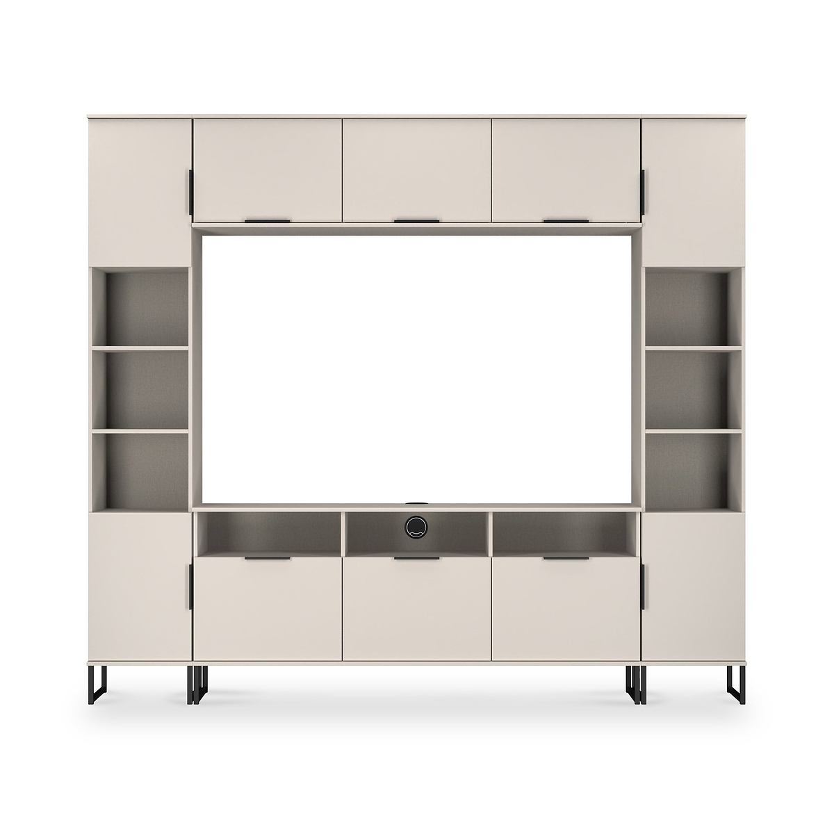 Ashbourne Multi Media Wall Unit with Overhead Storage Cashmere Matt from Roseland Furniture