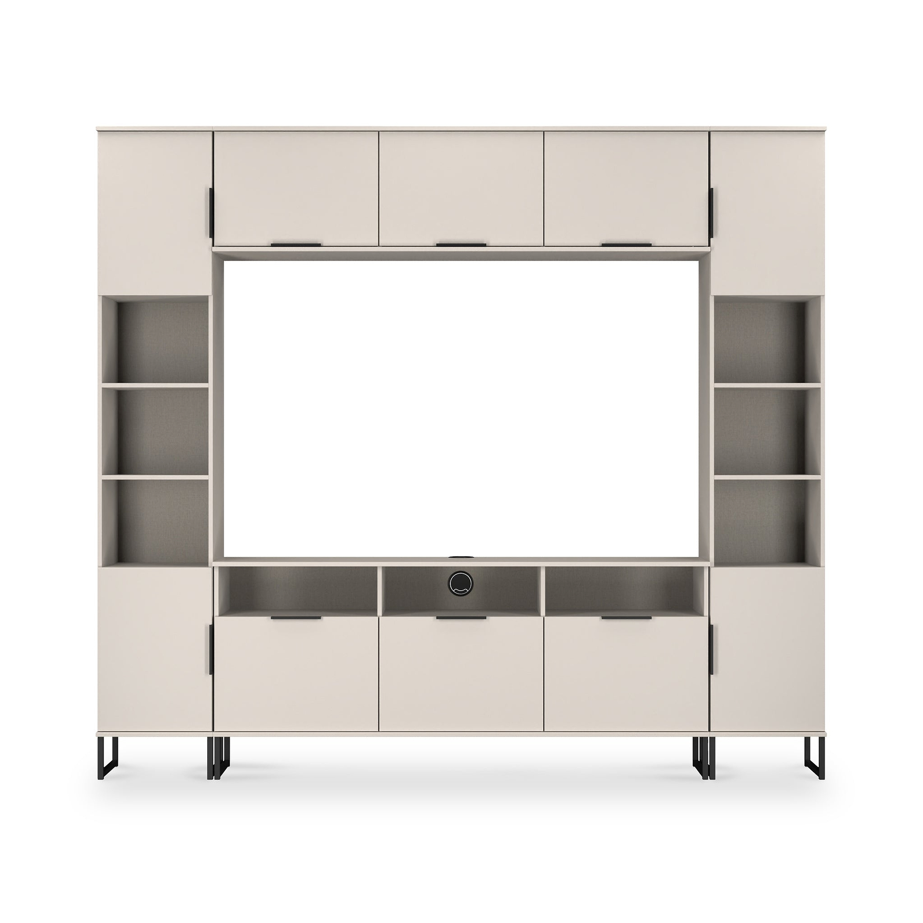 Ashbourne Multi Media Wall Unit with Overhead Storage Cashmere Matt from Roseland Furniture